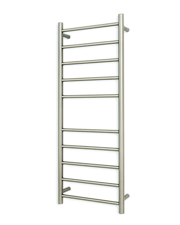 Brushed Nickel 430 x 1100mm Rnd Heated Towel Rail LEFT