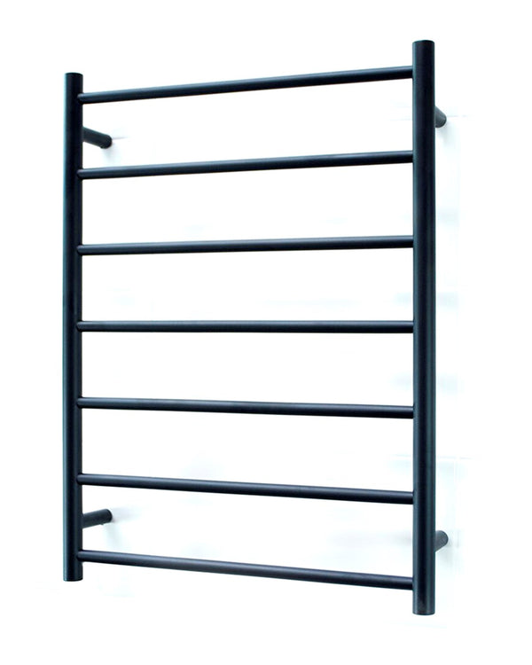 Black 600 x 800mm Rnd Heated Towel Rail RIGHT