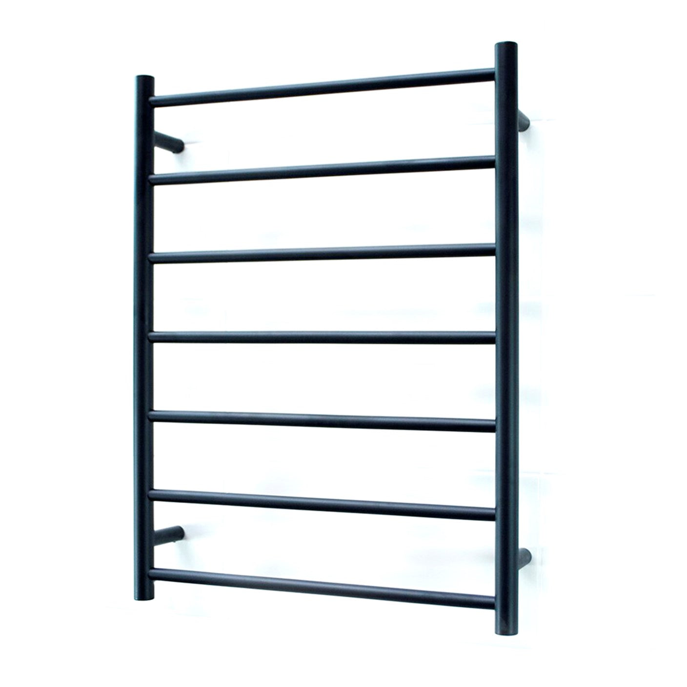 Low Voltage Matt Black 600 x 800mm Rnd Heated Towel Rail LEFT