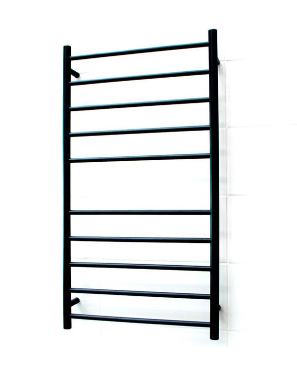 Black 600 x 1100mm Rnd Heated Towel Rail LEFT