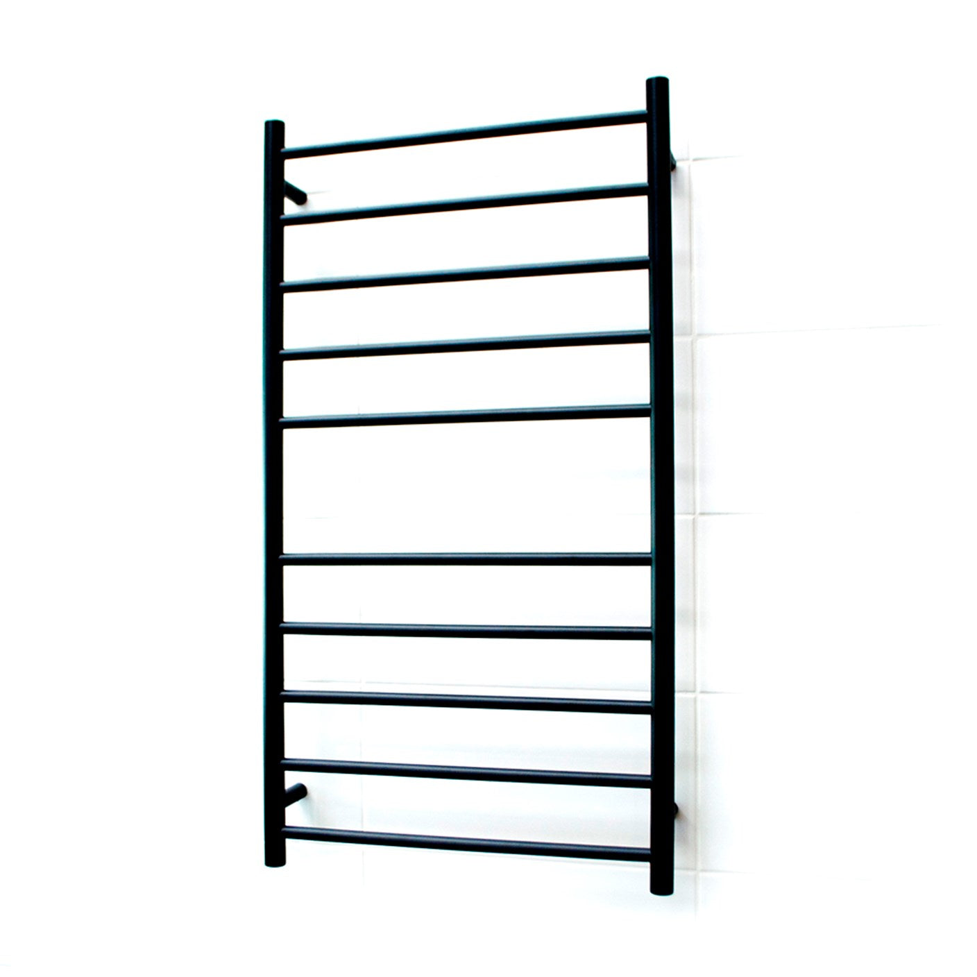 Black 600 x 1100mm Rnd Heated Towel Rail RIGHT