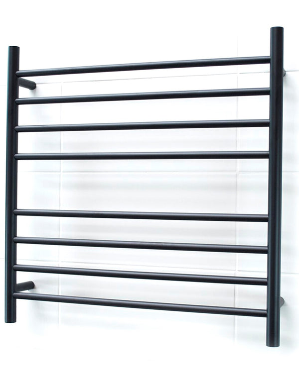 Black 750 x 750mm Rnd Heated Towel Rail RIGHT
