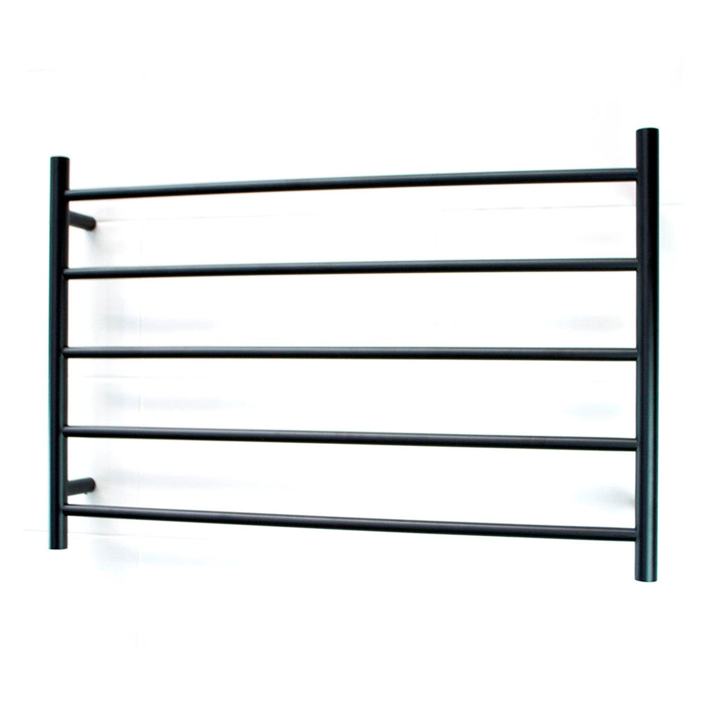 Black 950 x 600mm Rnd Heated Towel Rail LEFT