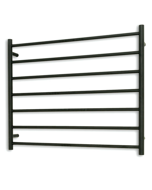Black 900 x 750mm Rnd Heated Towel Rail LEFT