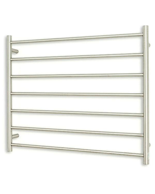 Brushed Satin 900 x 750mm Rnd Heated Towel Rail LEFT