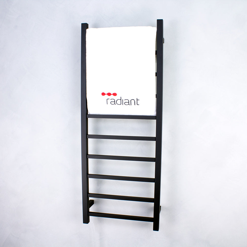 Black 430 x 1100mm Squ Heated Towel Rail RIGHT