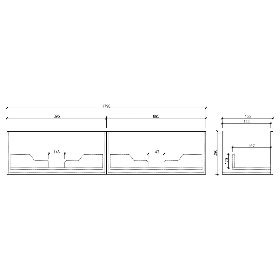 Cicero 1800x460x405mm Natural Oak