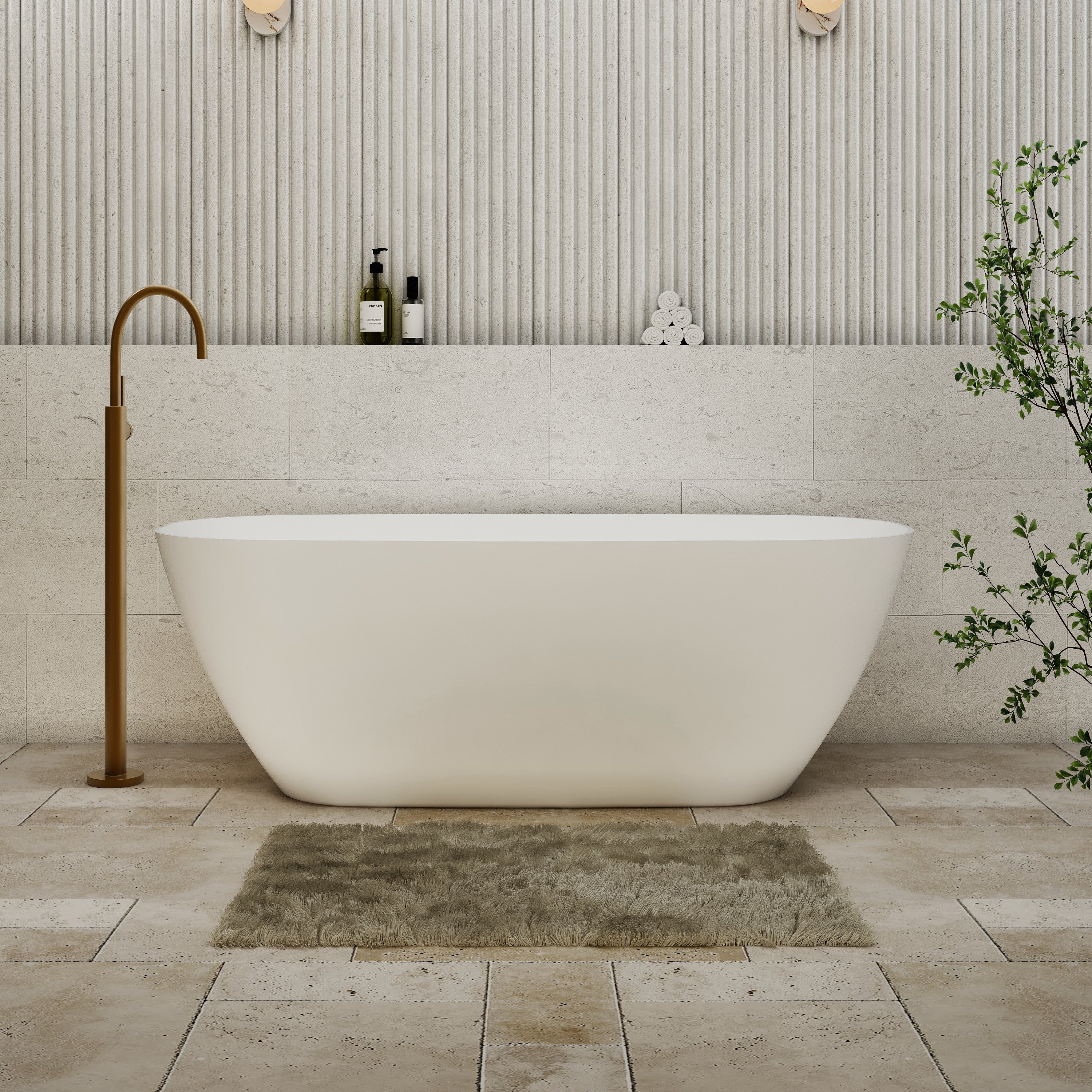 Rec slimline bath 1500mm (matte white)