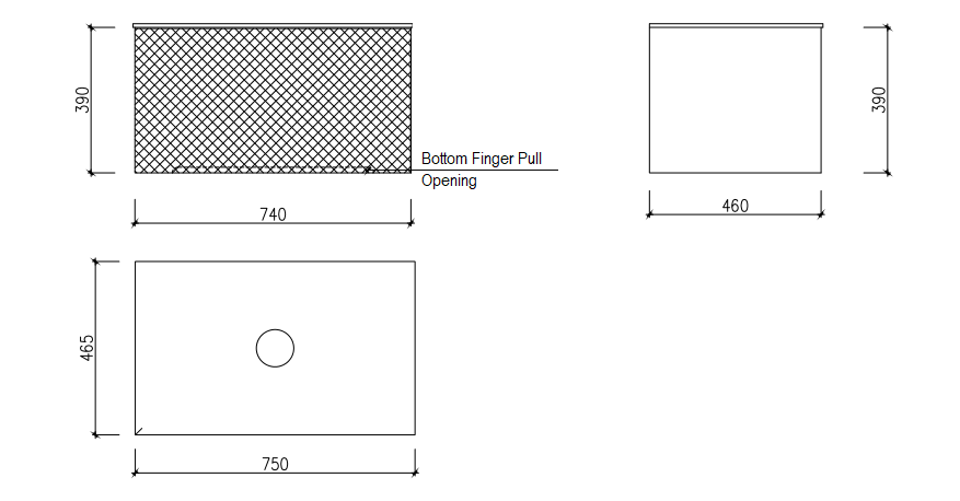 750x465x390mm Relievo Walnut