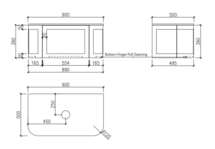 Westminster 900x500x390mm matte black