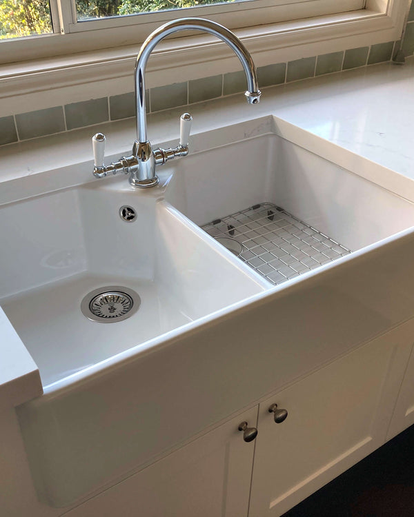 Chester 80x50 1TH Double Bowl Fireclay Sink (Overflow)