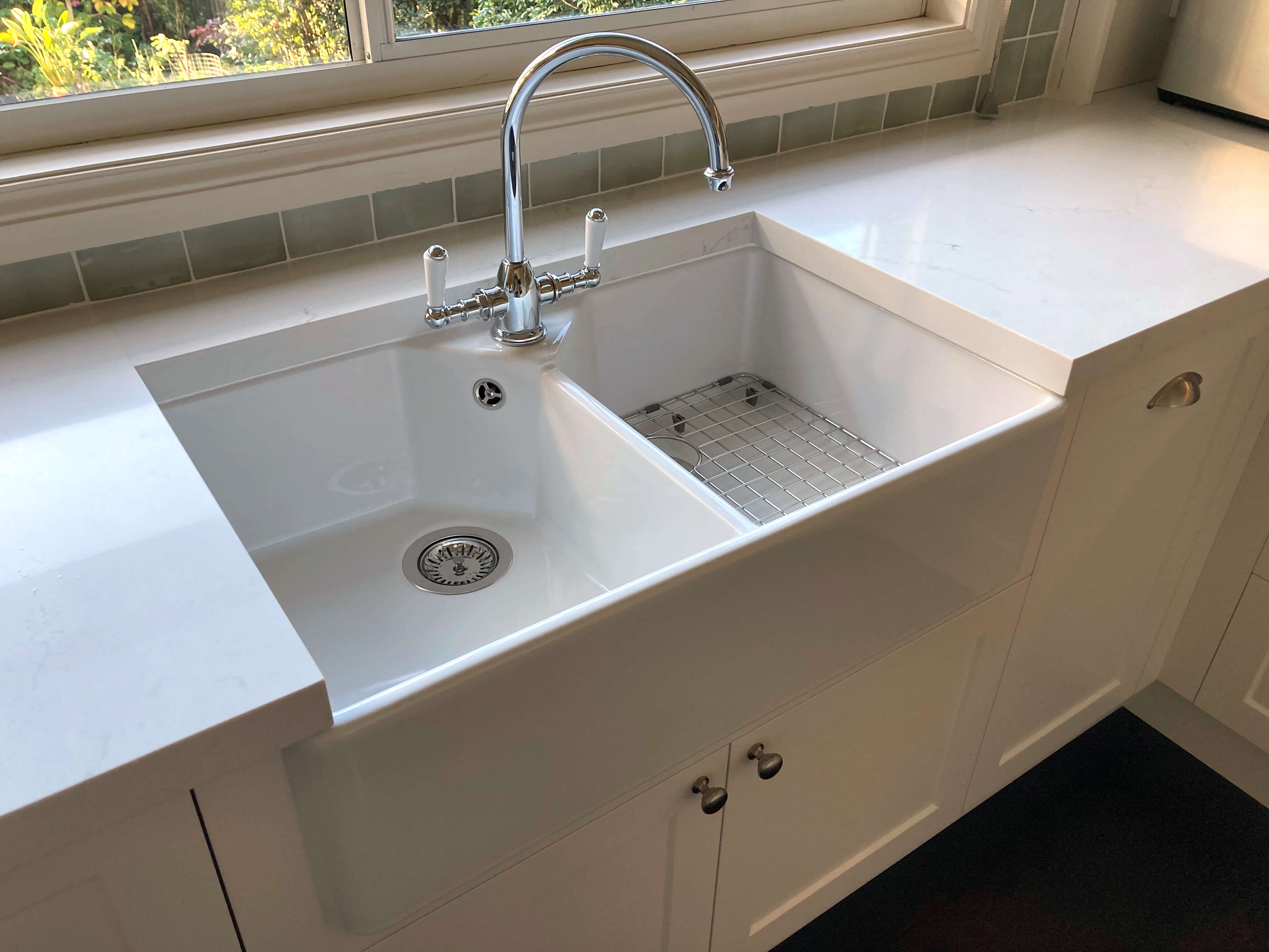 Chester 80x50 1TH Double Bowl Fireclay Sink (Overflow)