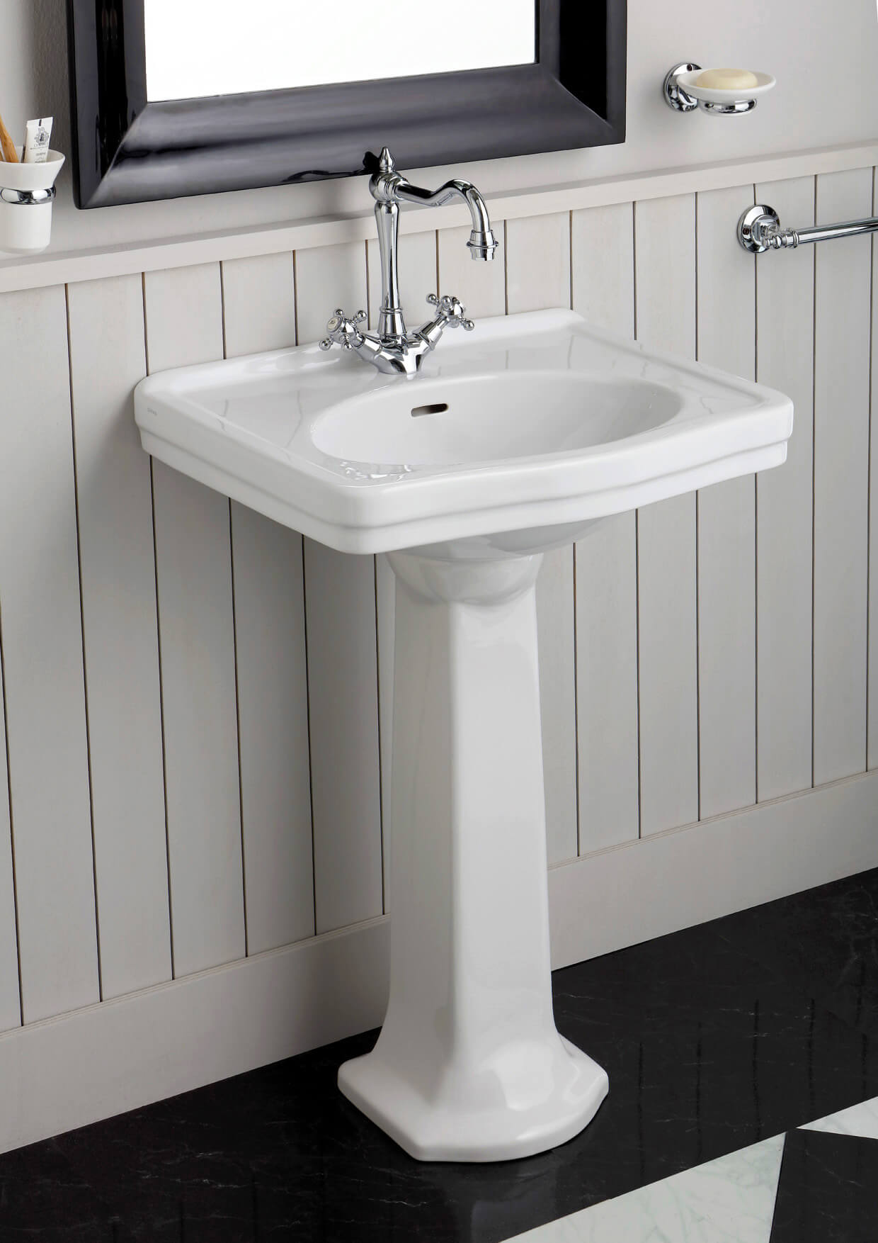 Claremont 58x45 Basin & Pedestal - 1TH