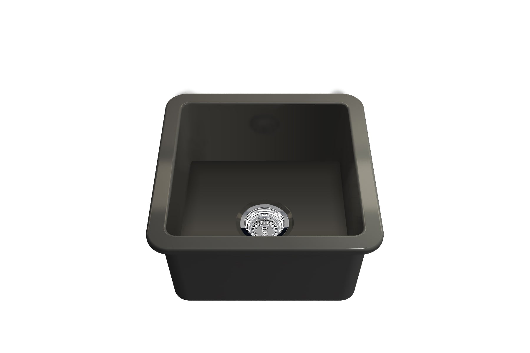 Cuisine 46x46 Inset / Undermount Fireclay Sink Matte Black with Overflow