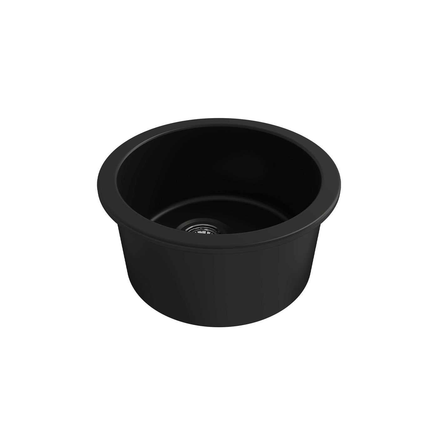 KIT - Cuisine Round 47 Inset / Undermount Fireclay Sink - Matte Black