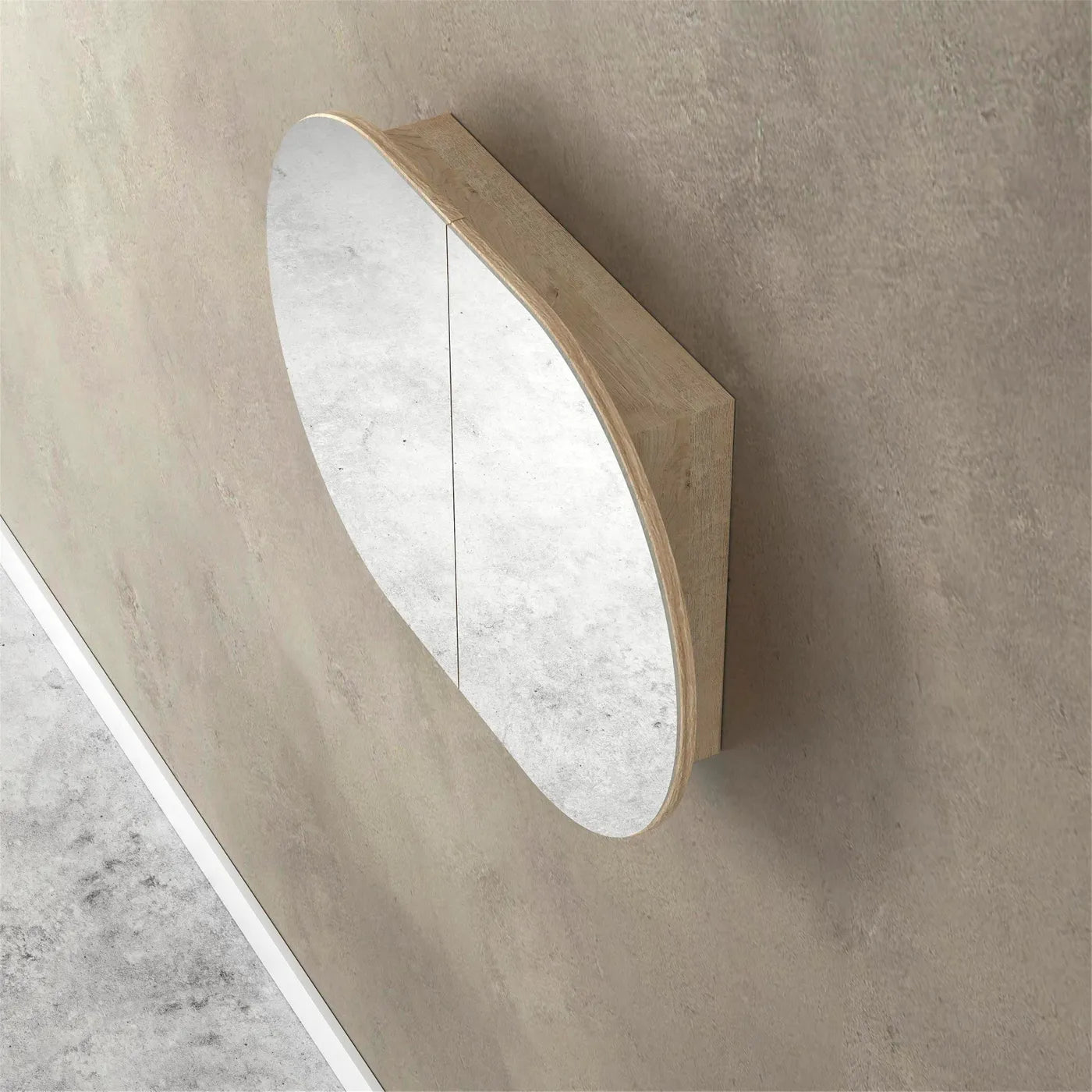 Bondi 900x600 Natural Oak Shaving Cabinet