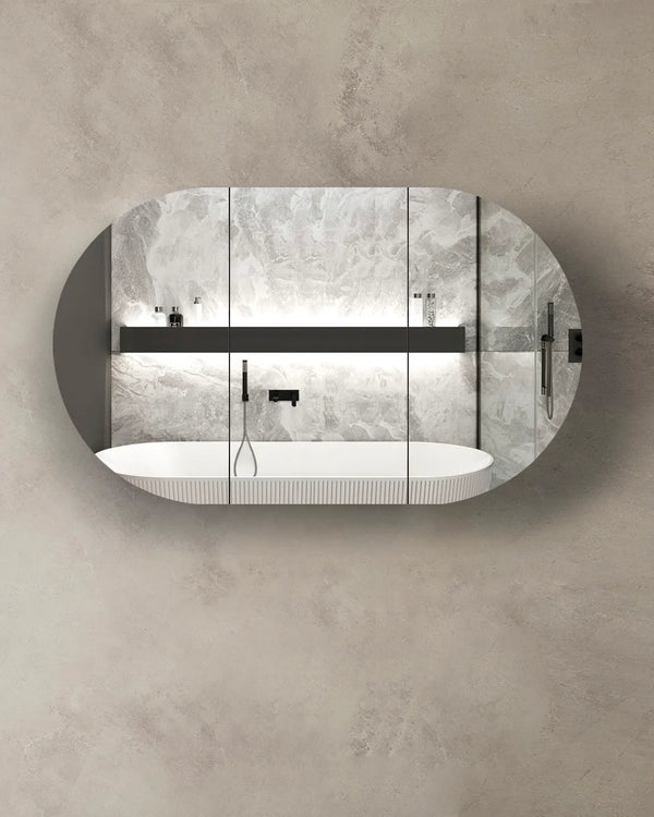 Bondi 1200x750 Black Oak Shaving Cabinet