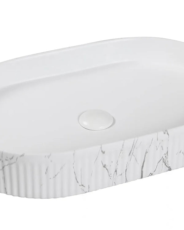 Kensington Oval 580x360x120 Matte White Carrara Basin