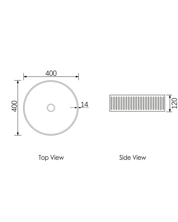 Hudson Round 400x400x120 Concrete Fluted White Basin