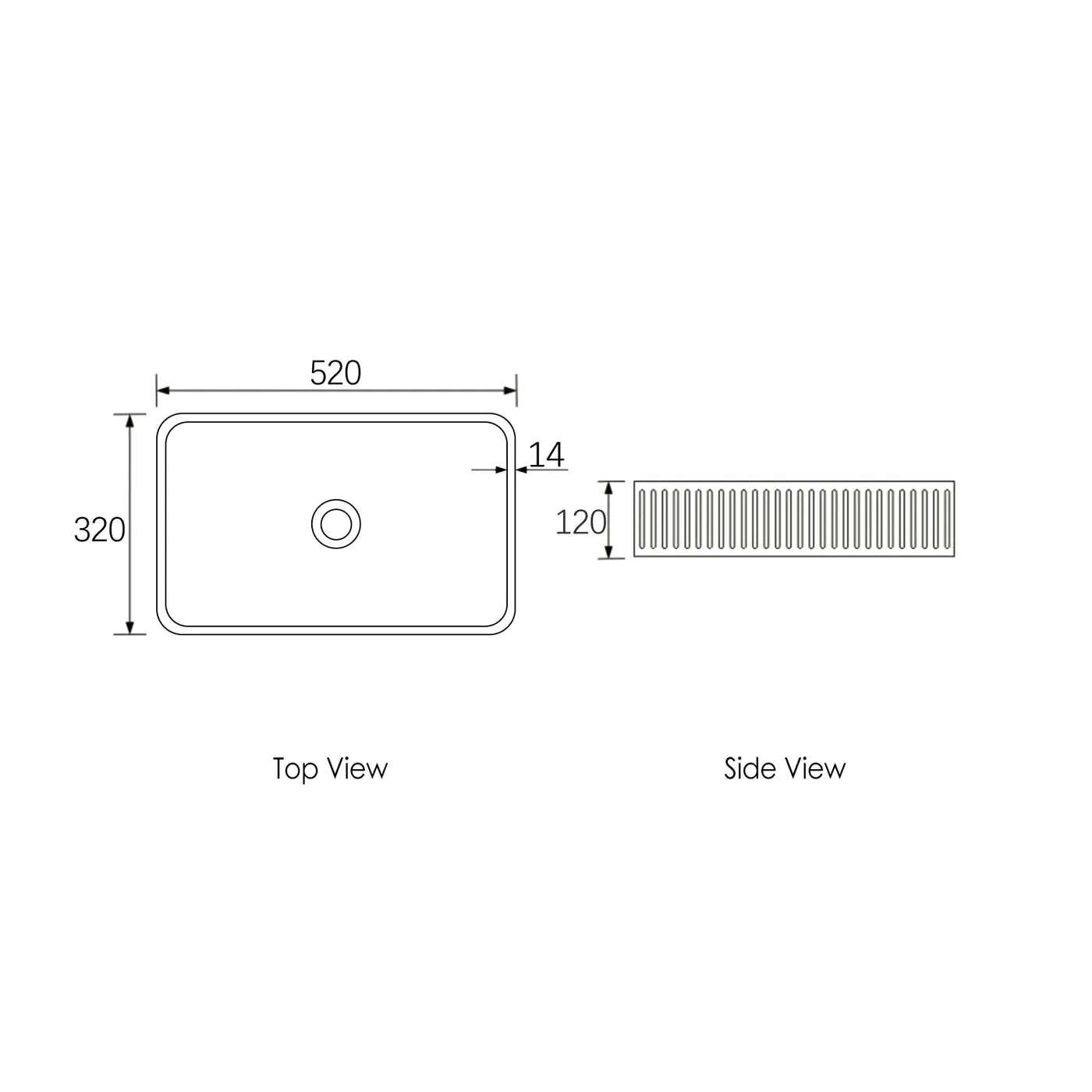 Hudson Square 520x320x120 Concrete Fluted White Basin
