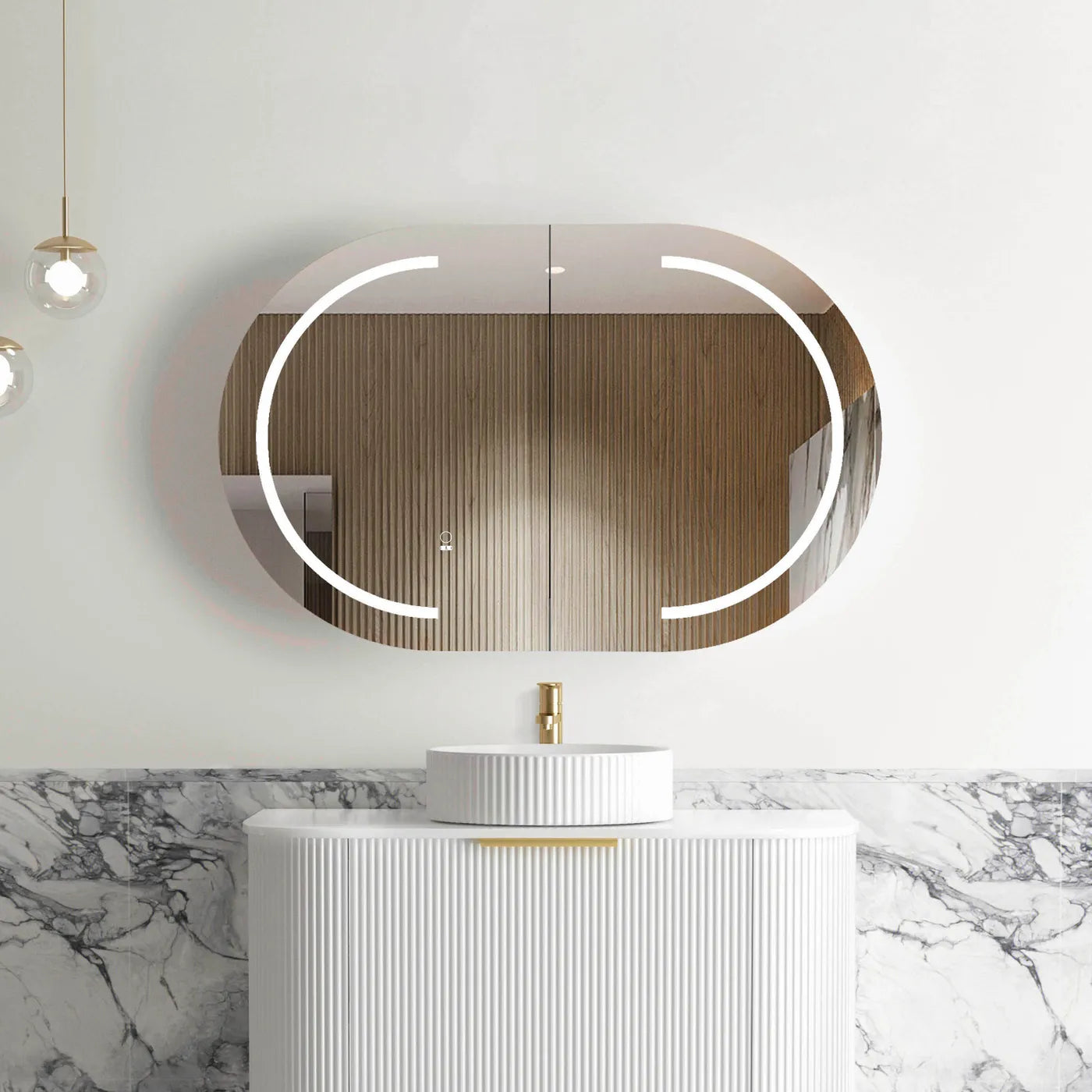 LED Bondi 900x600 Natural Oak Shaving Cabinet