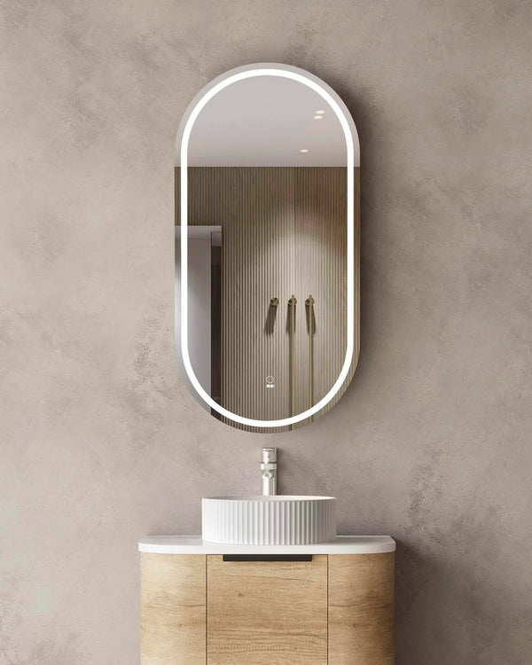 LED Noosa 900x450 Natural Oak Shaving Cabinet