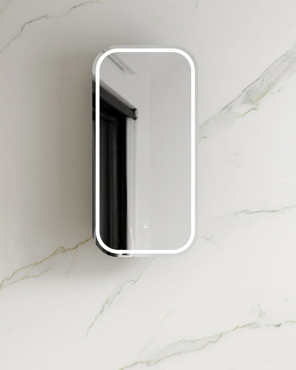 LED Newport 900x450 White Shaving Cabinet Soft Square