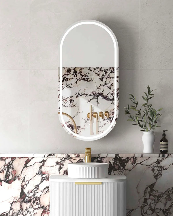 LED Noosa 900x450 White Shaving Cabinet