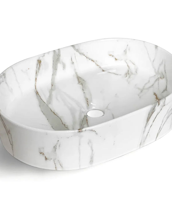 Quay Oval 500x340x120 Gloss Carrara Basin