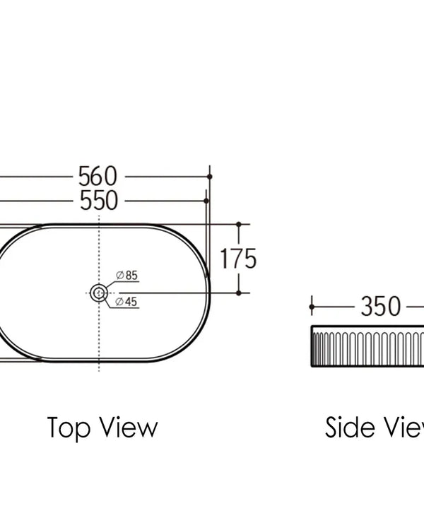 Kensington Oval 560x350x120 Gloss White Basin