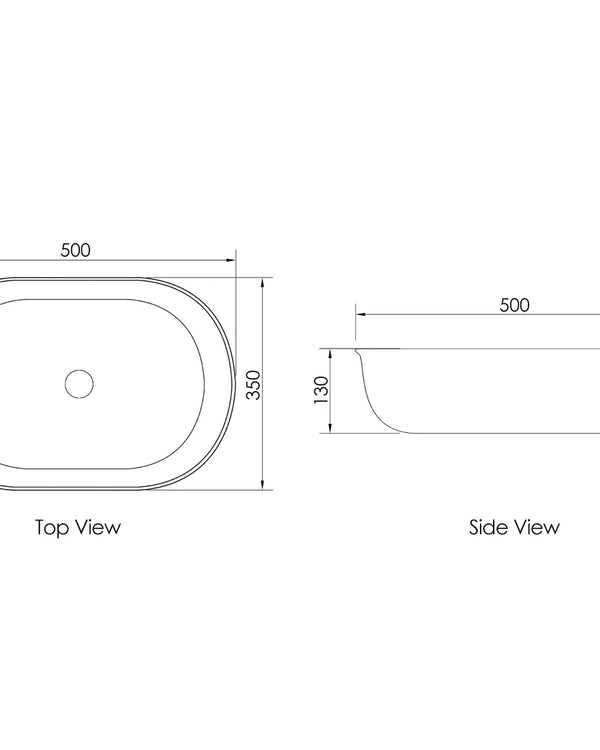 Bronte Oval 500x350x130 Carrara Basin