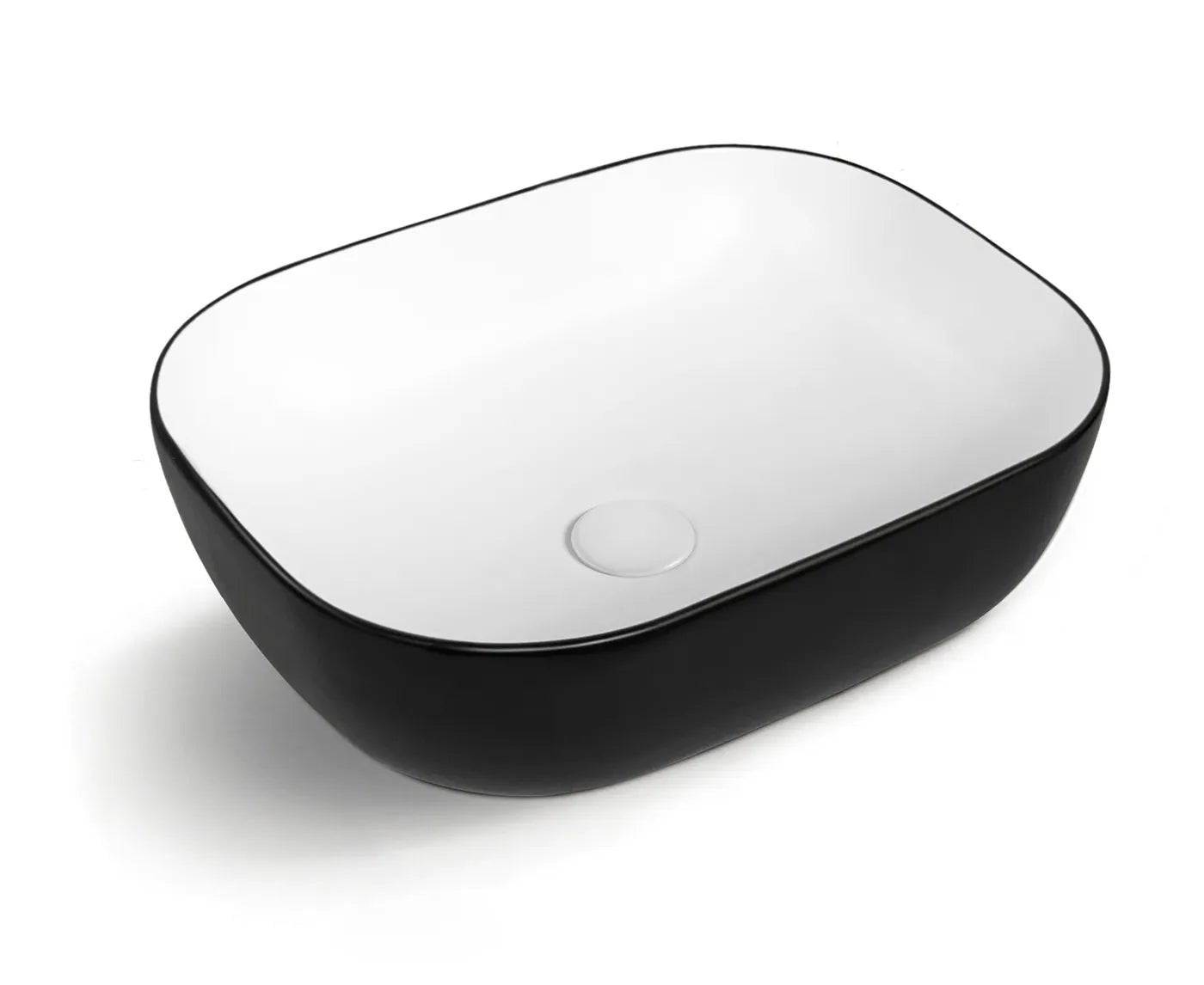 Artis O'96 455x320x135 Matte Black & Gloss White Oval Basin Ultra Slim