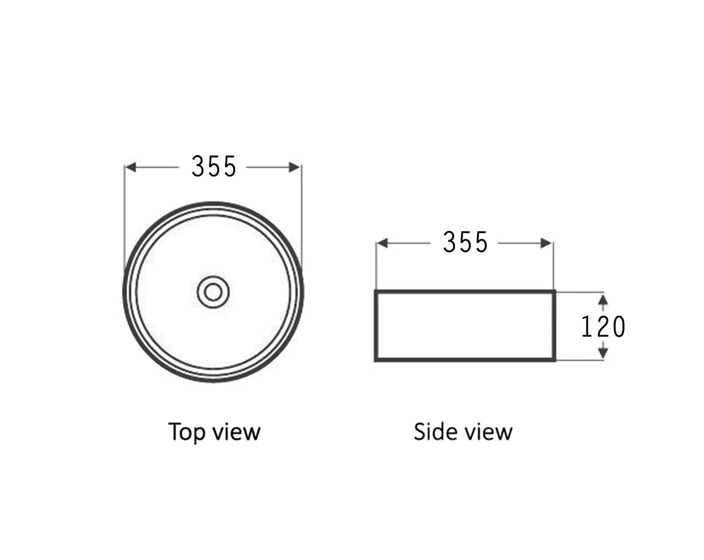 Artis 88 355x355x120 Matte Black & Gloss White Basin
