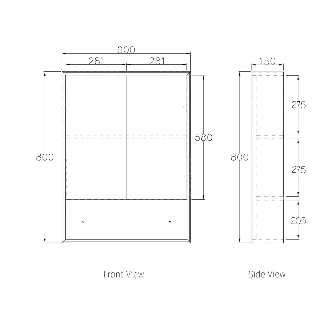 Boston 600x800 Matte White Shaving Cabinet