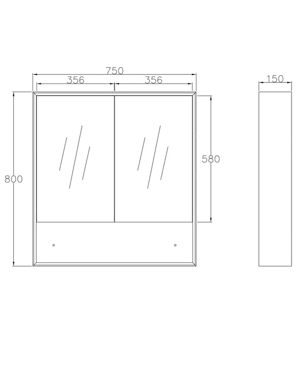 Boston 750x800 Matte White Shaving Cabinet
