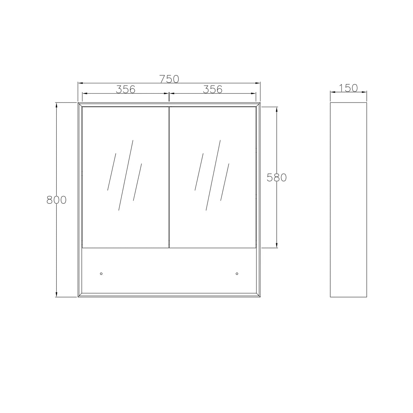 Boston 750x800 Matte White Shaving Cabinet