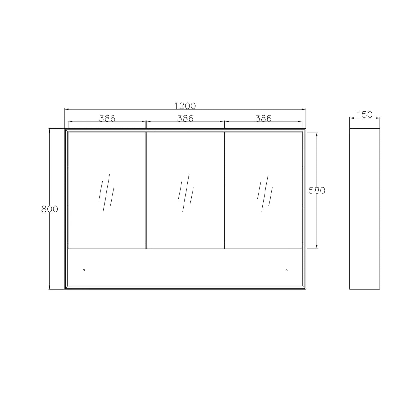 Marlo 1200x800 Matte Black Shaving Cabinet