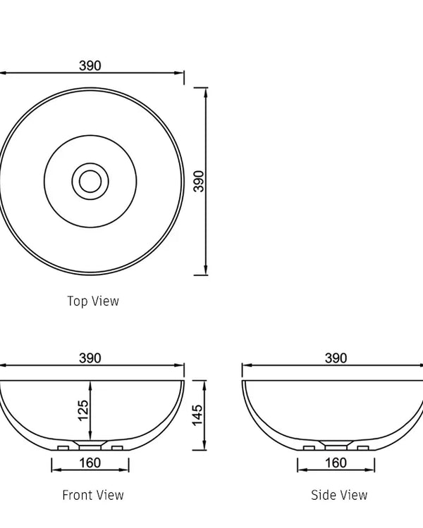 London Solid Surface 390x390x145 Matte White Basin NF
