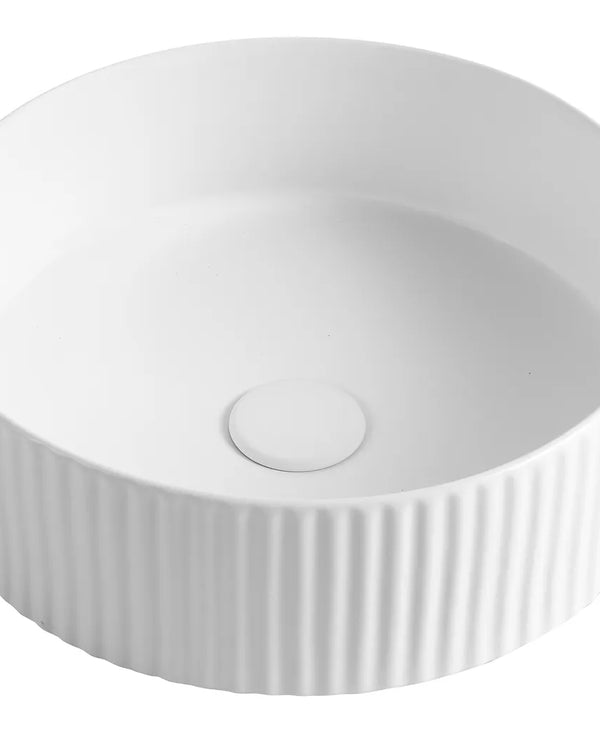 Marlo Round 400x400x120 Matte White Fluted Basin