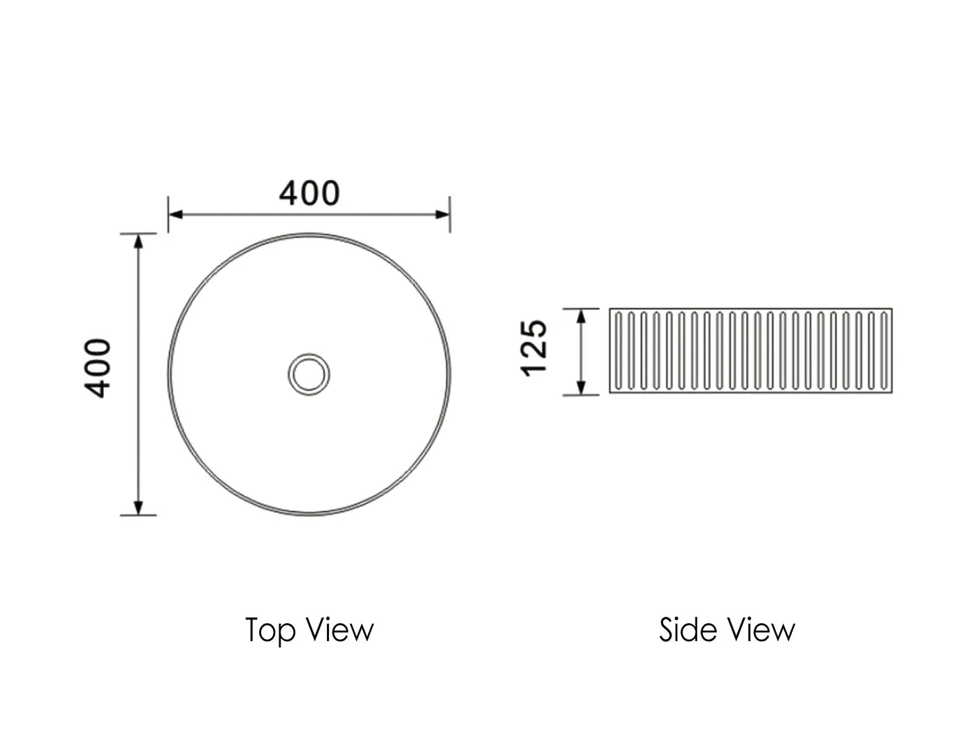 Marlo Round 400x400x120 Matte Black Fluted Basin