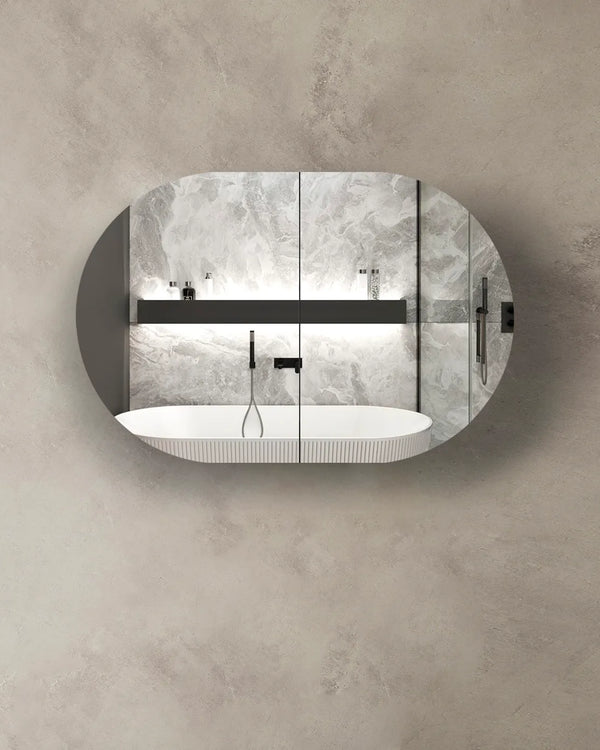 Bondi 900x600 Black Oak Shaving Cabinet