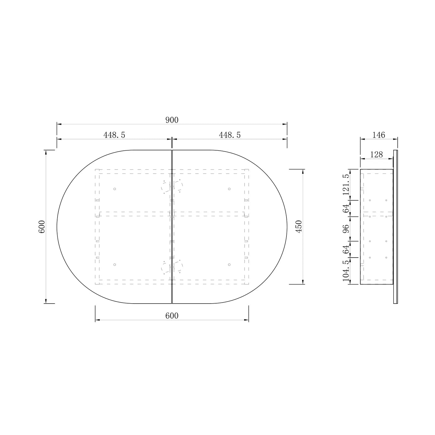 Bondi 900x600 Natural Oak Shaving Cabinet