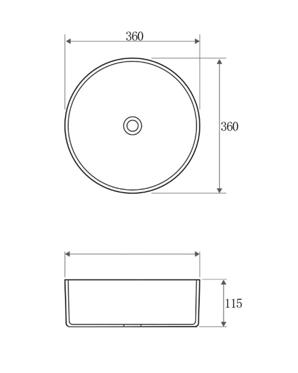 Radius Round 360x360x115 Gun Metal Basin