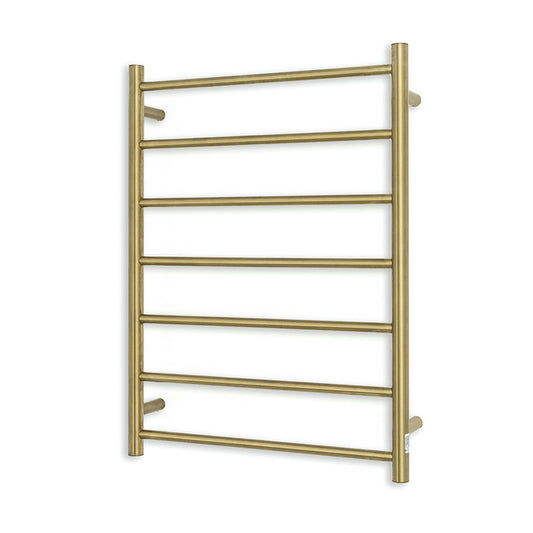 Brushed Gold 600 x 800mm Rnd Heated Towel Rail LEFT