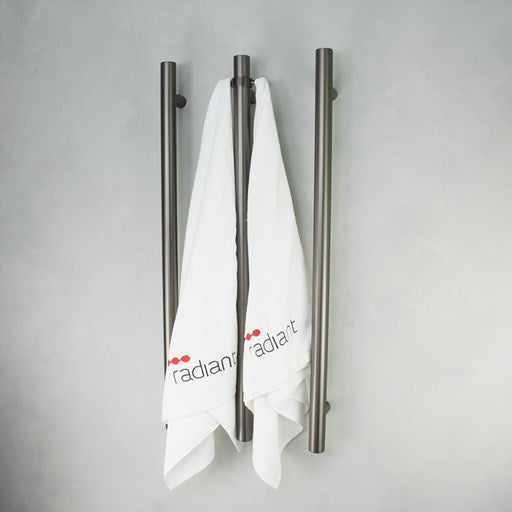 Vertical Single Heated Towel Rail 40 x 950mm Gun Metal