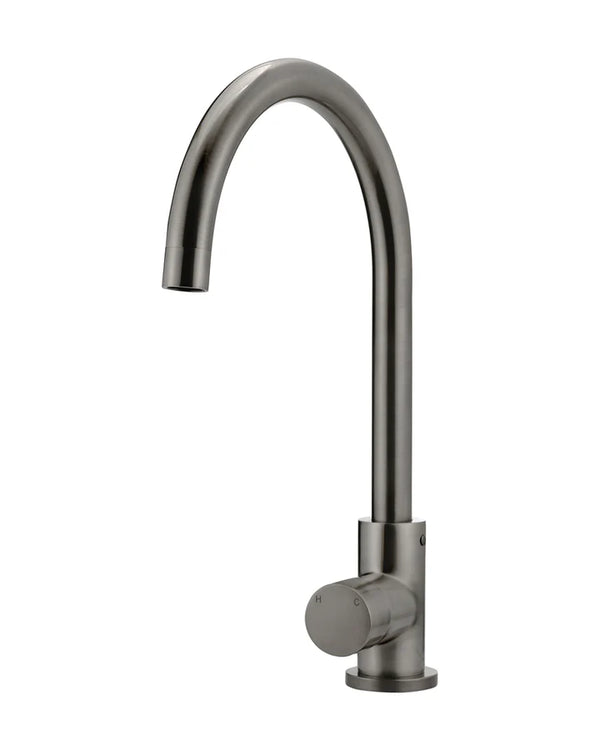 Round Gooseneck Kitchen Mixer Tap - Pinless Handle