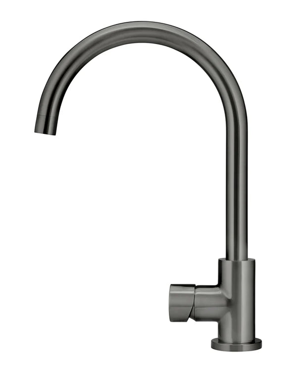 Round Gooseneck Kitchen Mixer Tap - Pinless Handle