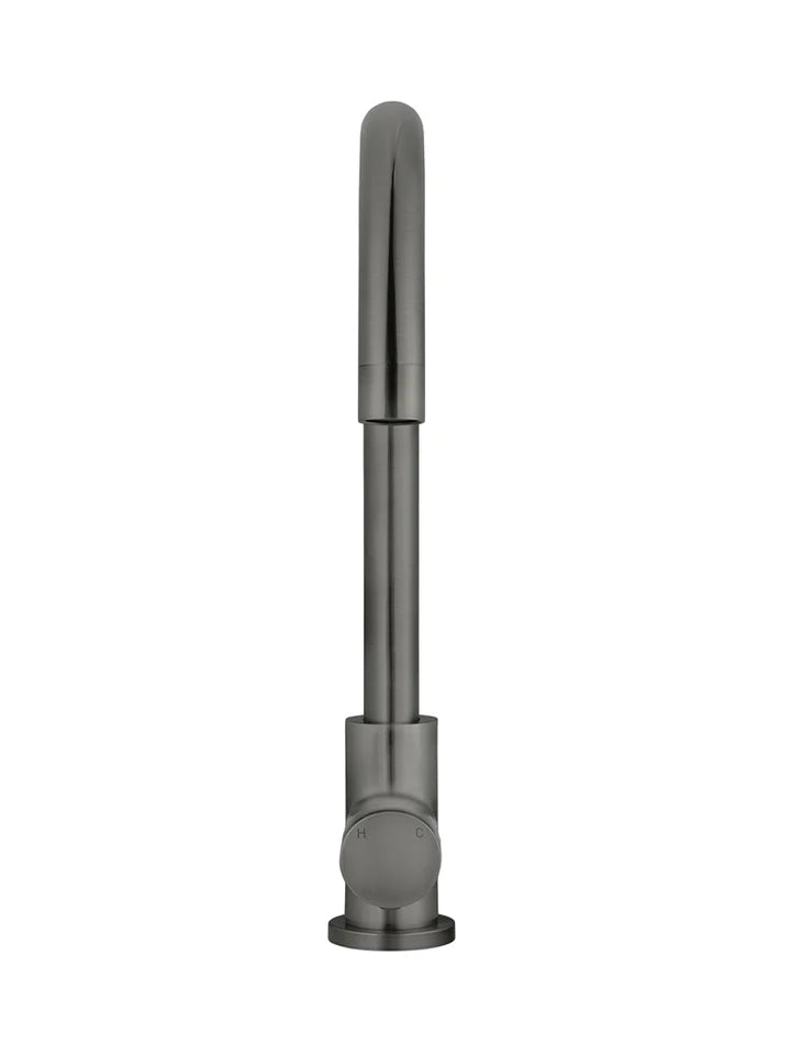 Round Gooseneck Kitchen Mixer Tap - Pinless Handle