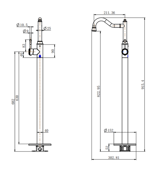 Montpellier Freestanding Bath Mixer - Matte Black