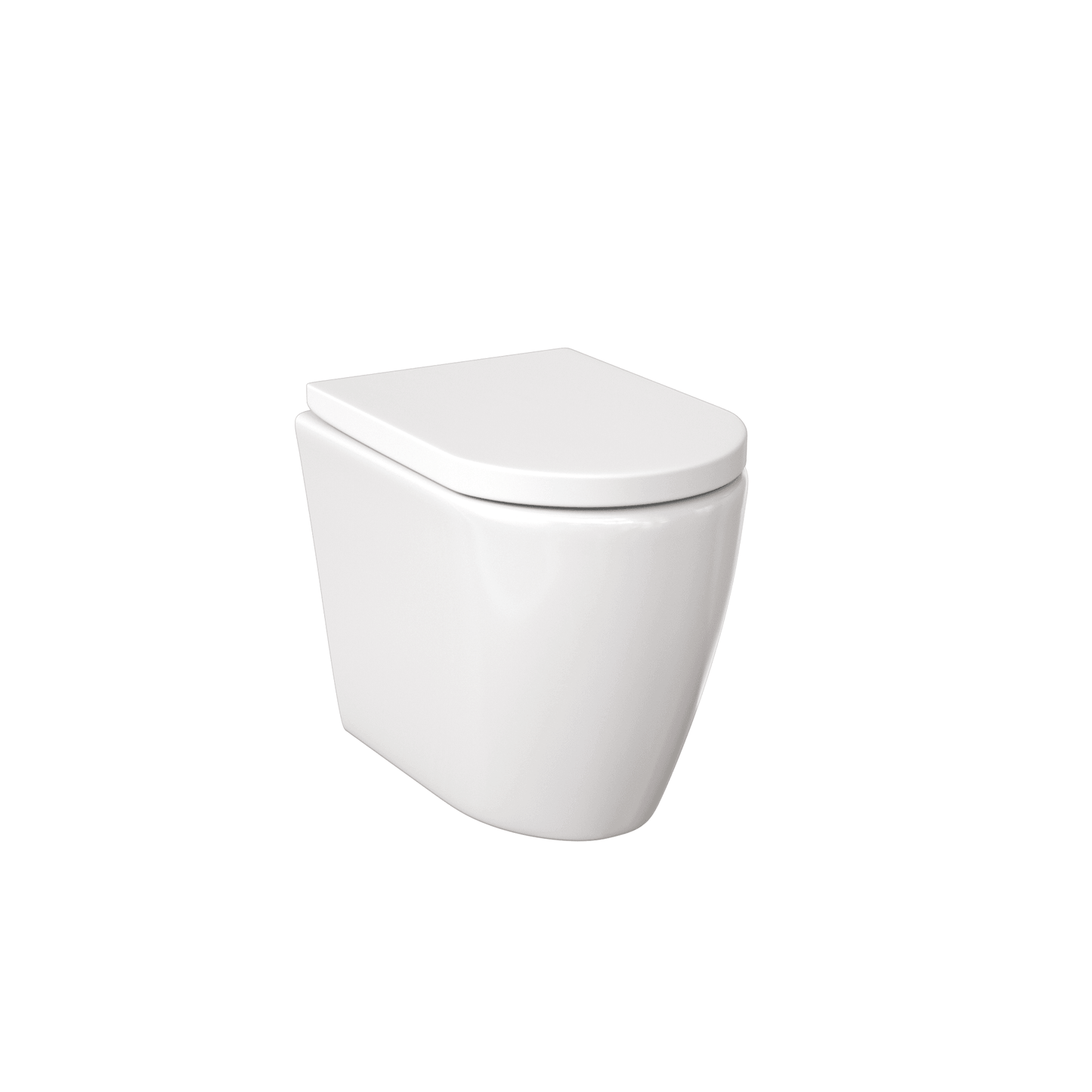 Narva Rimless Floor Pan with Thick seat, Inwall Cistern & Brushed Stainless Steel Button